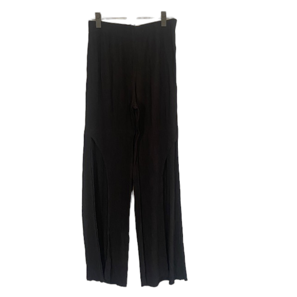 Kona Sol Black Wide Leg Double Slit Beach Coverup Pants Women Sz M